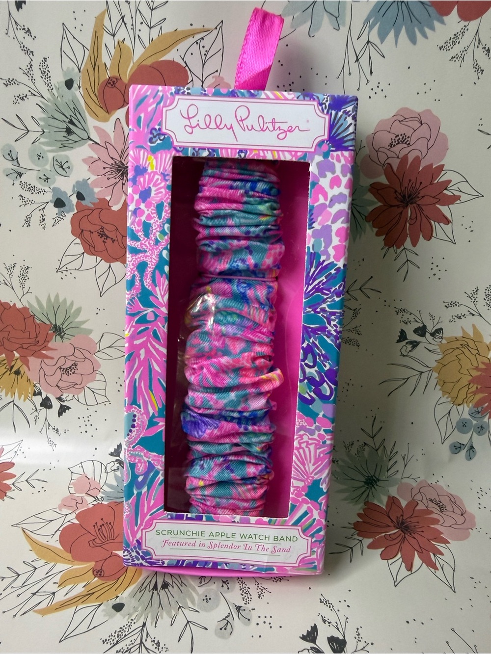 Lilly Pulitzer Pink Blue Purple Floral Scrunchie Apple Watch Band